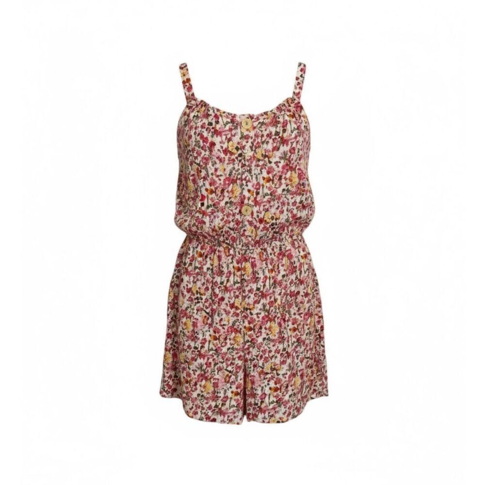 G.H. Bass & Co. Floral Sleeveless Elastic Waist Button Romper‎ Multicolor Size 2